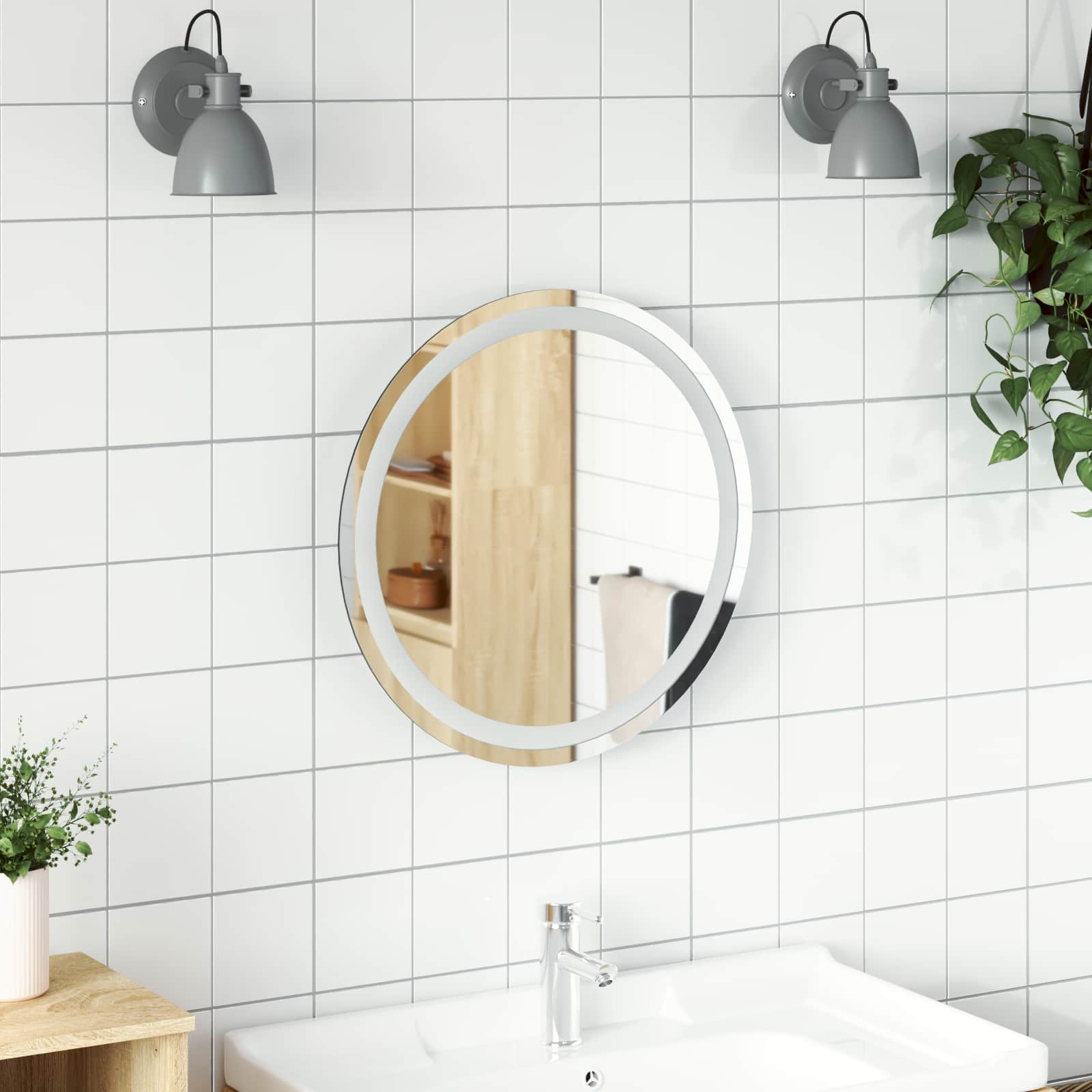LED Badkamer Spiegel Transparant Ø 50 cm gehard glas image 1
