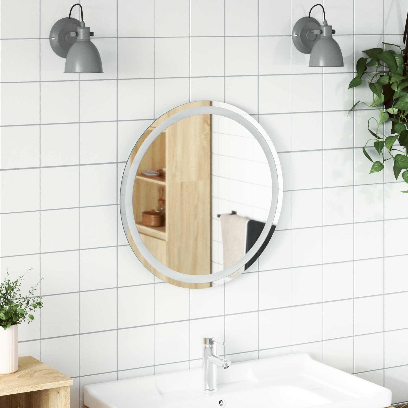 LED Badkamer Spiegel Transparant Ø 60 cm gehard glas image 1