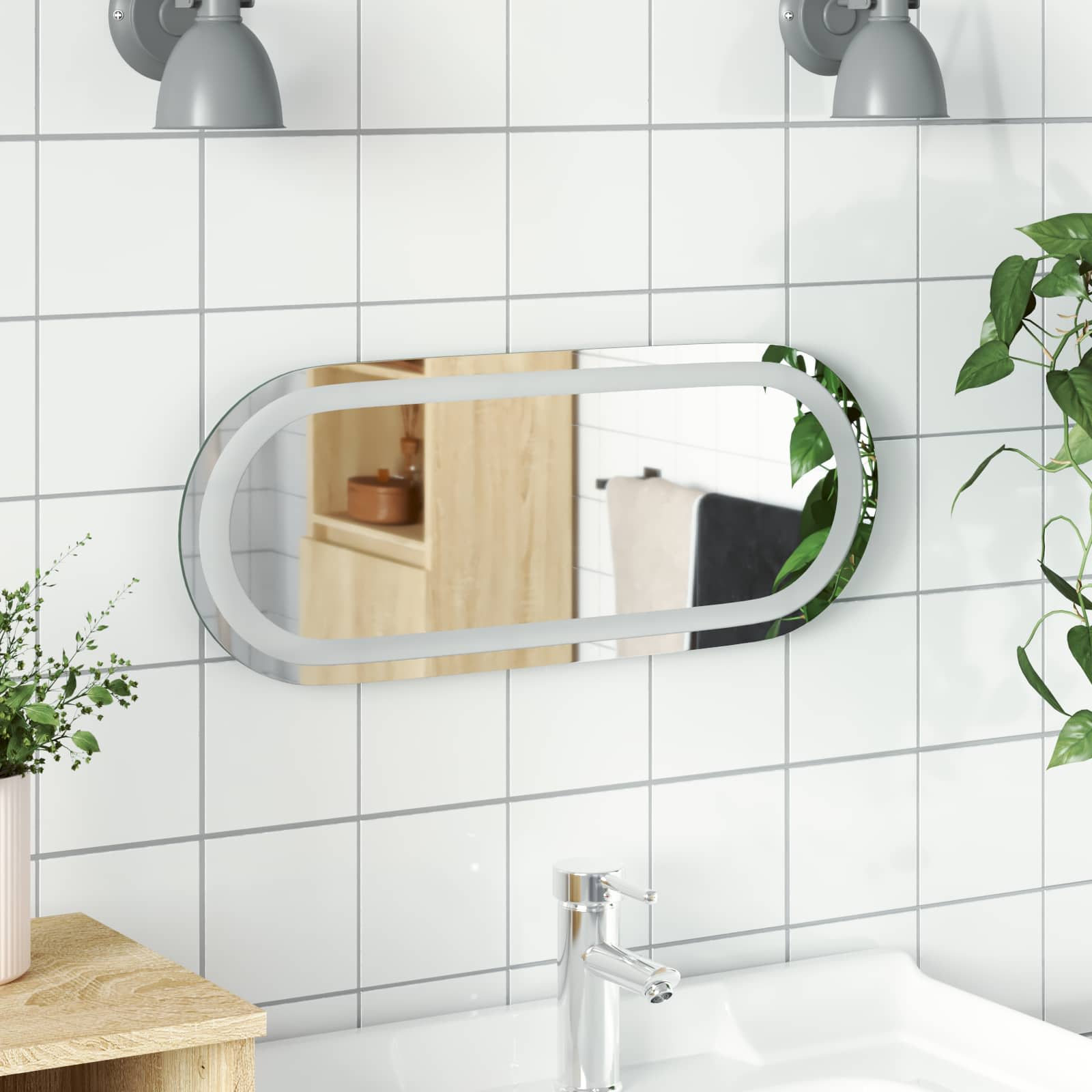 LED Badkamer Spiegel Transparant 50 x 20 cm gehard glas image 1
