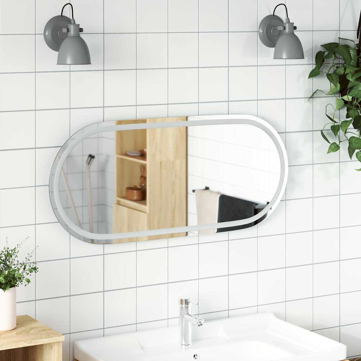 LED badeværelsesspejl Transparent hærdet glas
