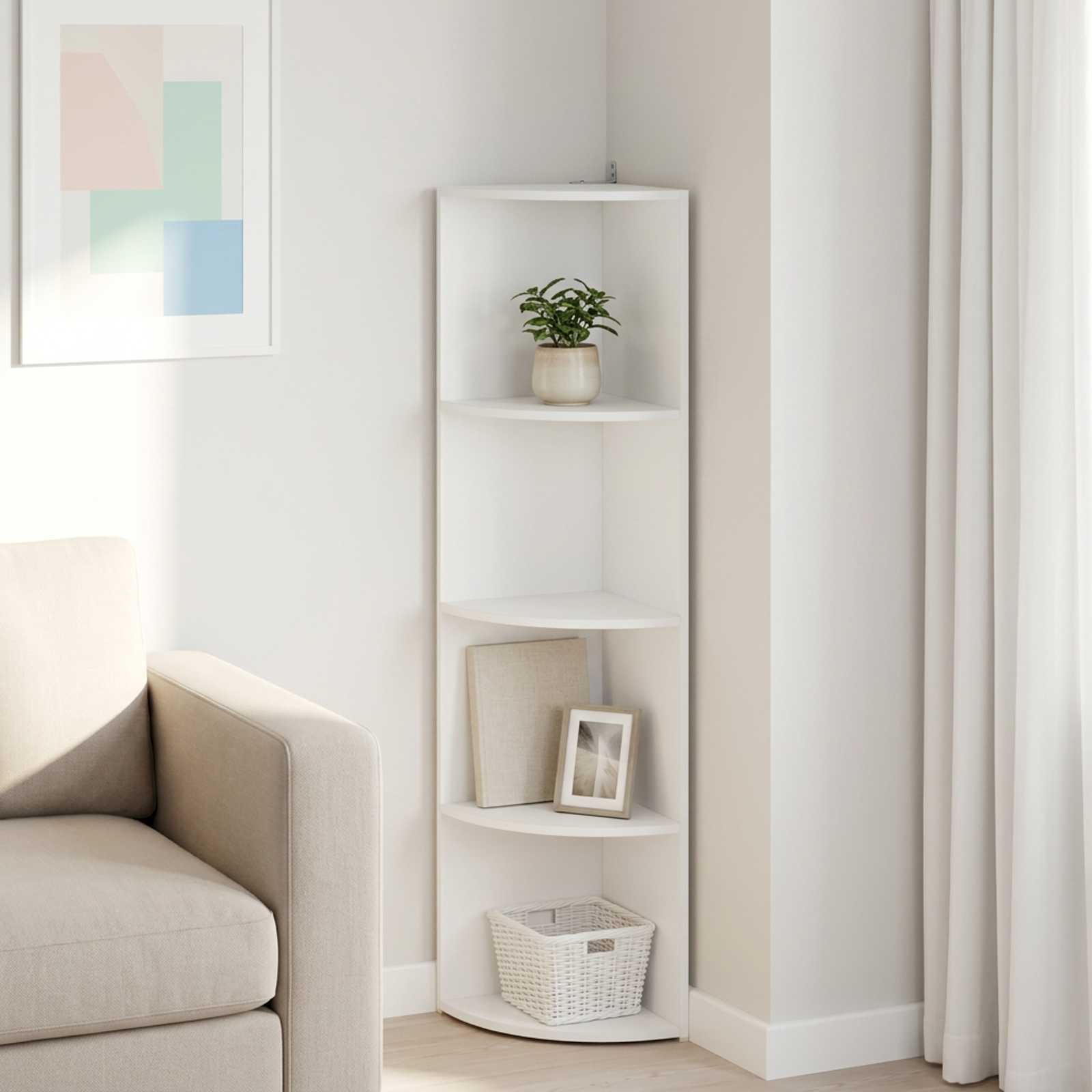 vidaXL Hjørnehylde 4 niveauer 31,5 x 31 x 130 cm Konstrueret træ Hvid