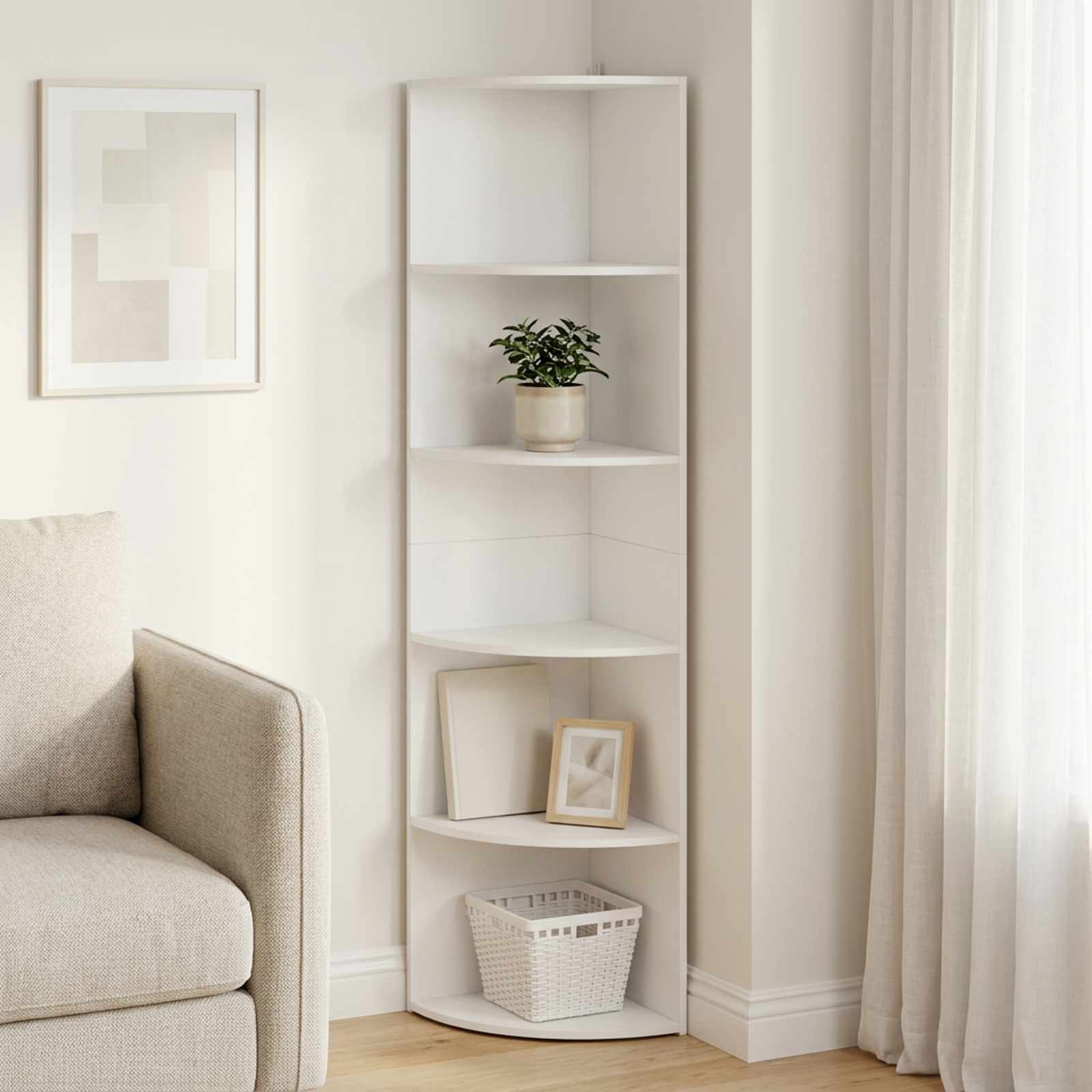 vidaXL Hjørnehylde 5 niveauer 41,5 x 41,5 x 178 cm Konstrueret træ