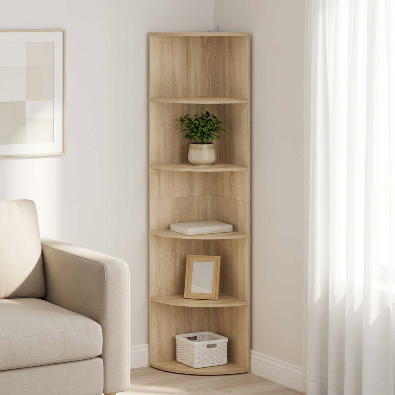vidaXL Hjørnehylde 5 niveauer 41,5 x 41,5 x 178 cm Konstrueret træ