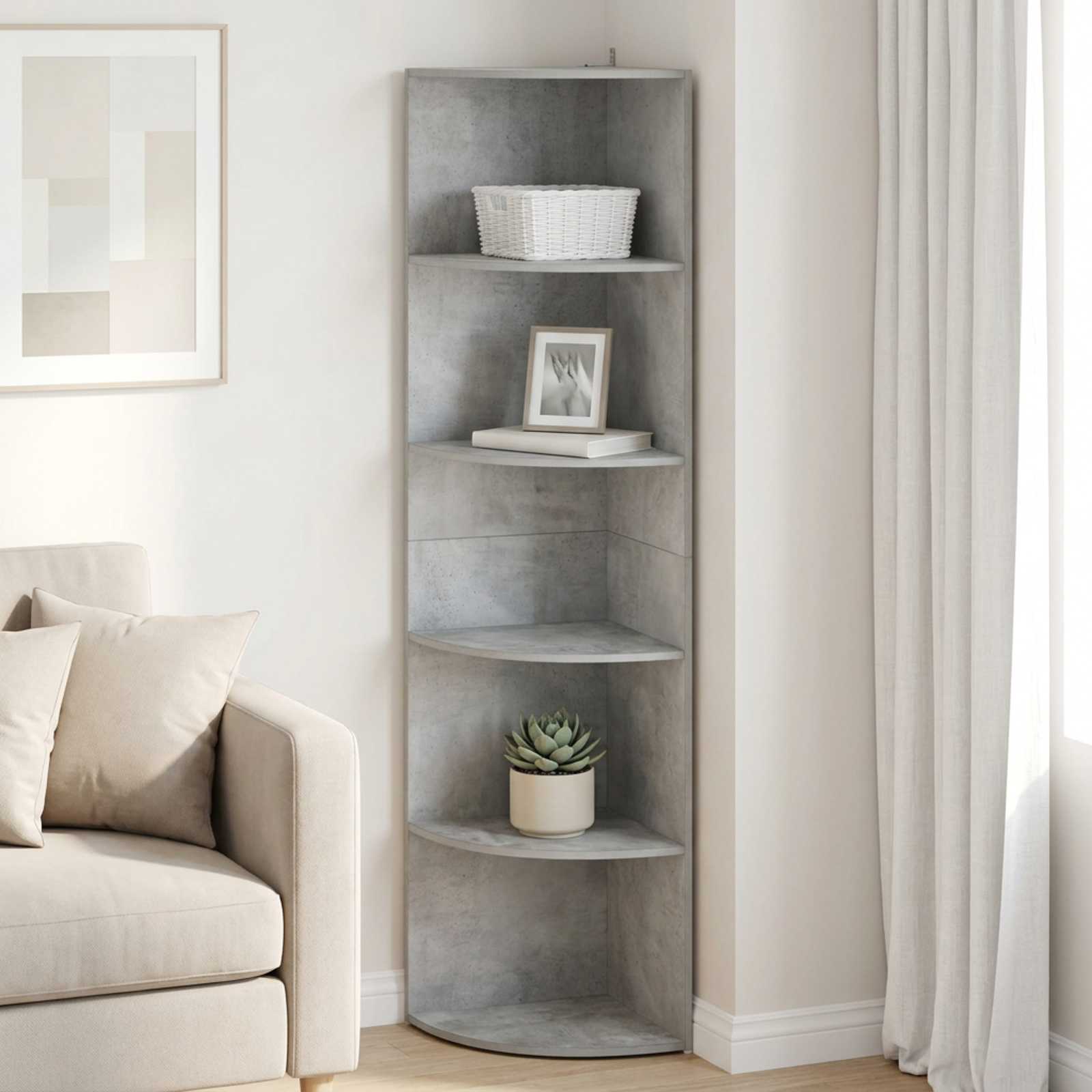 vidaXL Hjørnehylde 5 niveauer 41,5 x 41,5 x 178 cm Konstrueret træ
