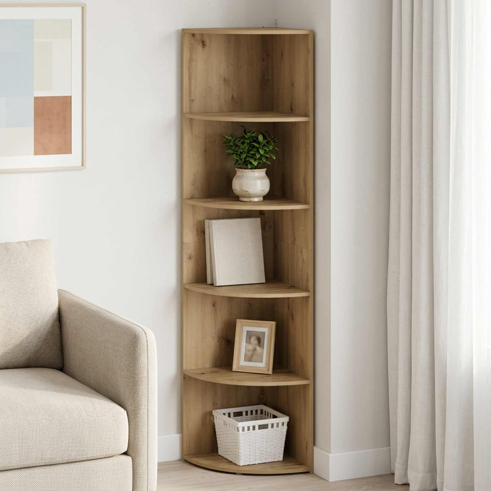 vidaXL Hjørnehylde 5 niveauer 41,5 x 41,5 x 178 cm Konstrueret træ