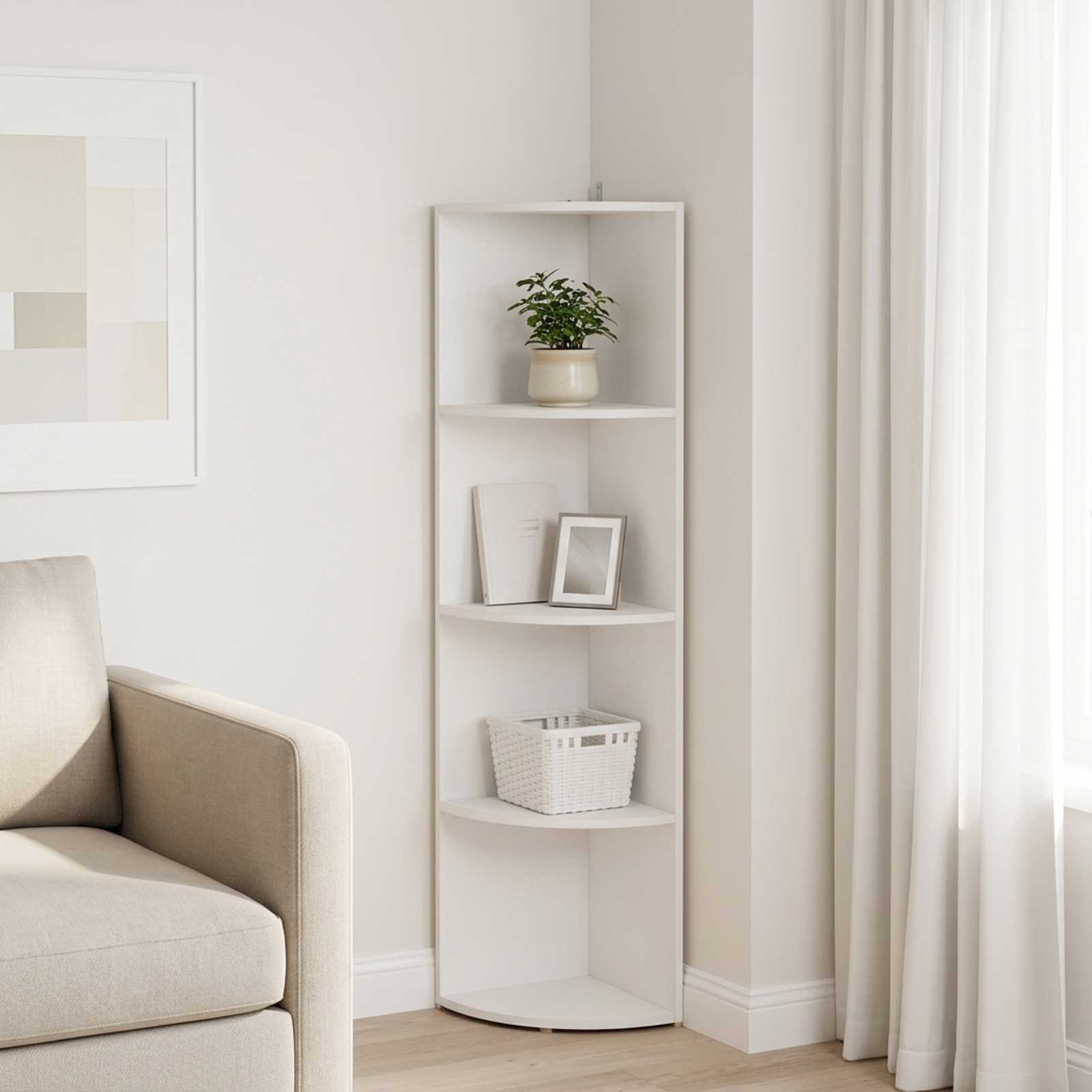 vidaXL Hjørnehylde 4 niveauer 41,5 x 41,5 x 143 cm Konstrueret træ