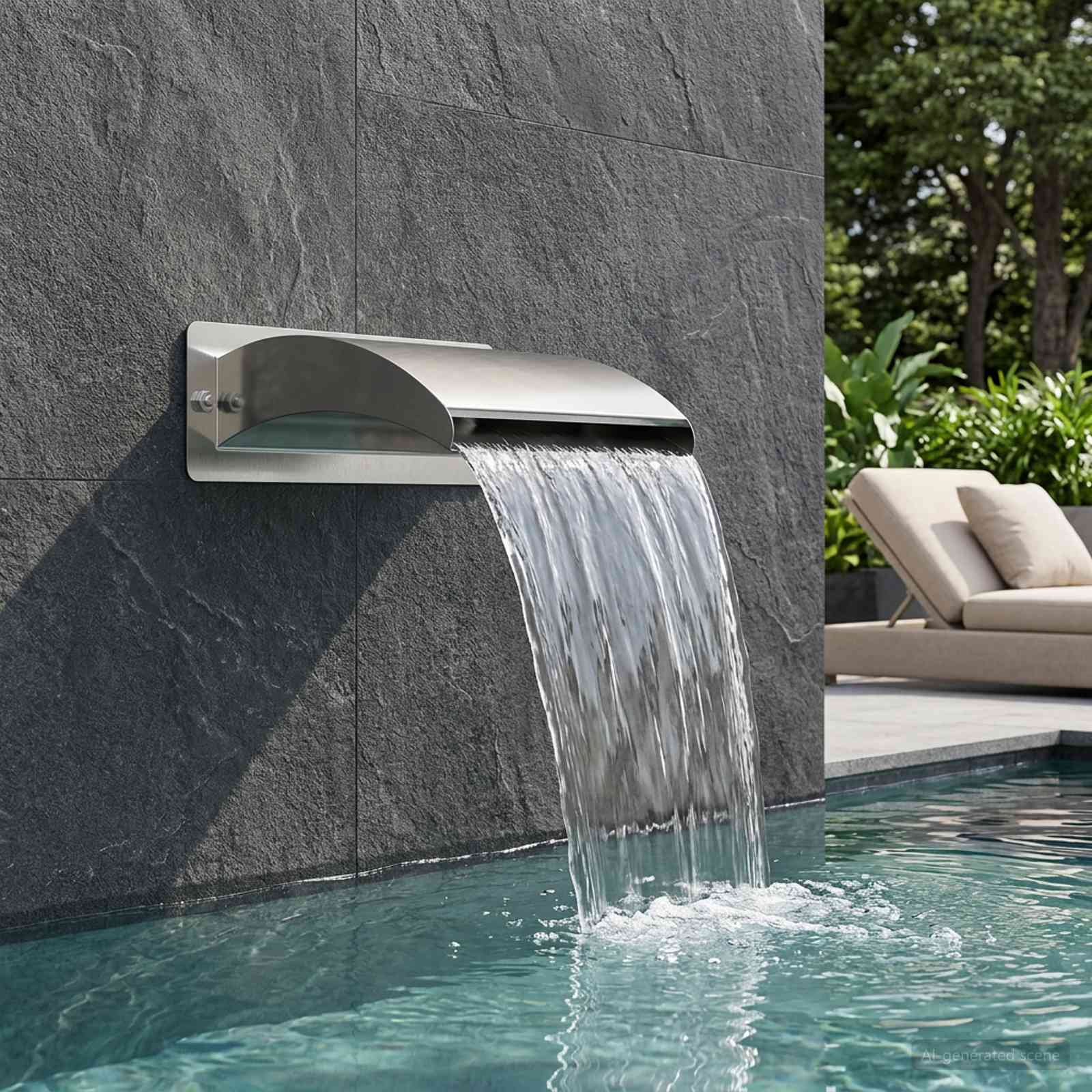 Zwembadwaterval met LED Roestvrij staal 304 30 x 9 x 26 cm image 1