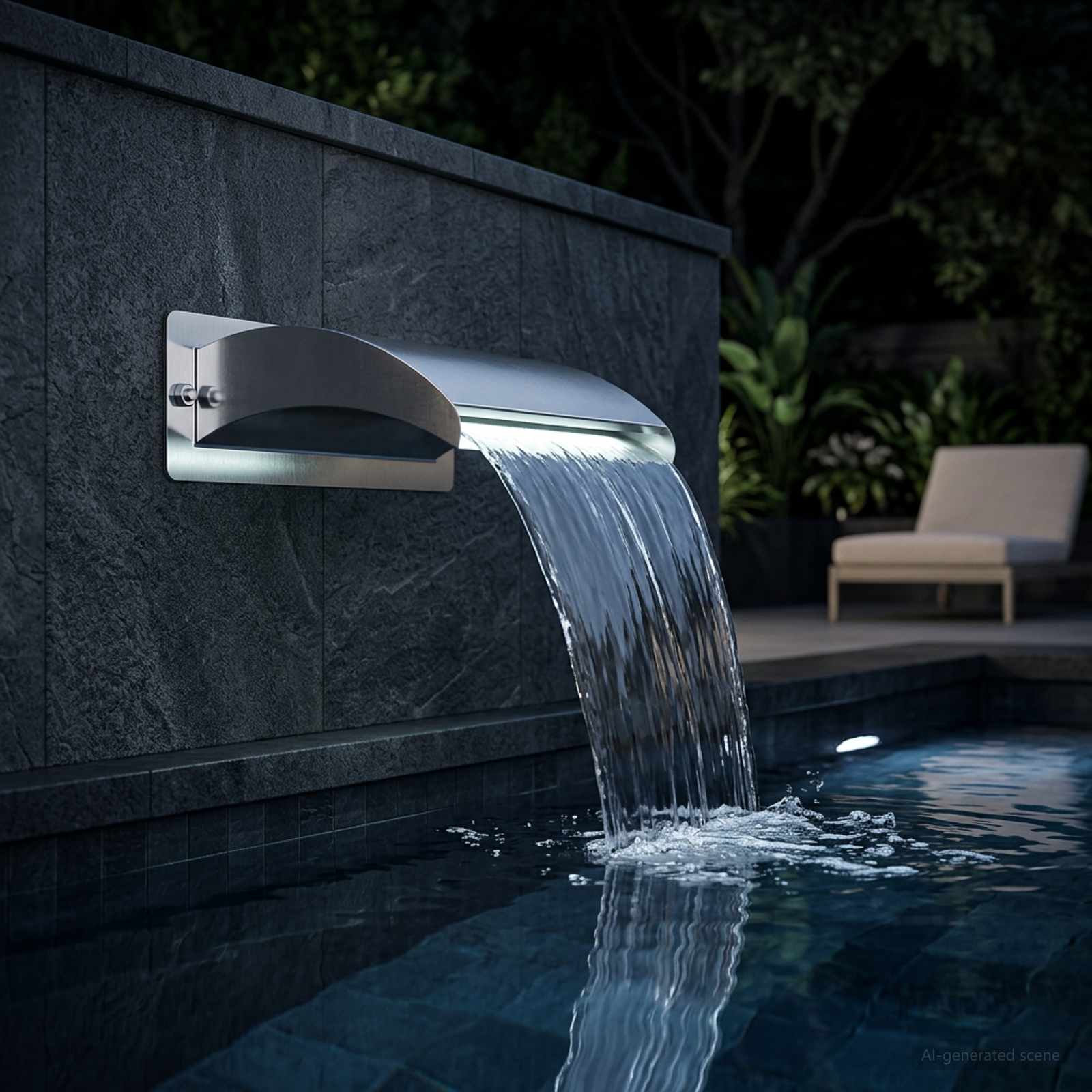 Zwembadwaterval met LED Roestvrij staal 304 30 x 9 x 26 cm image 3