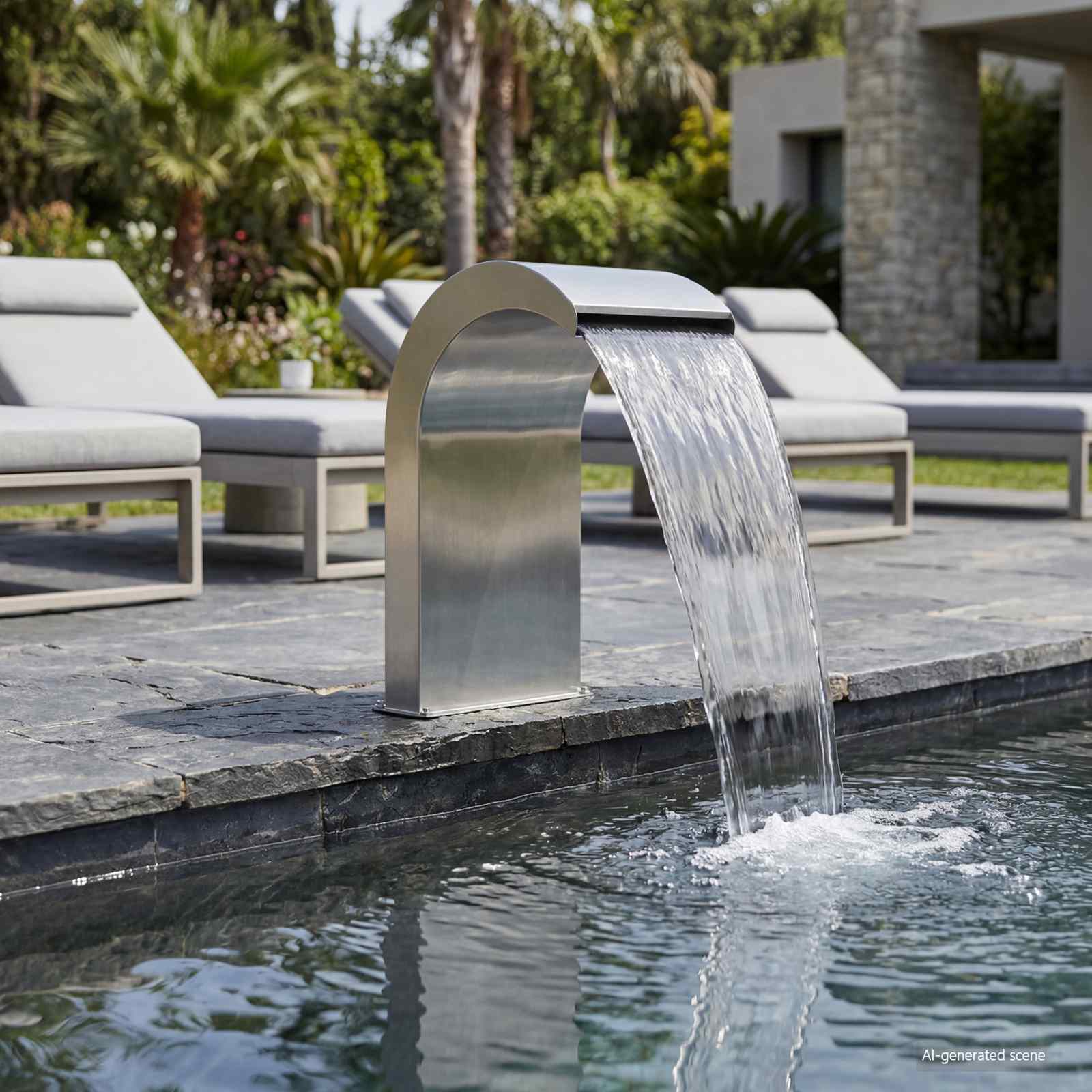 Pool Waterval met LED Roestvrij staal 304 45 x 30 x 65 cm image 1