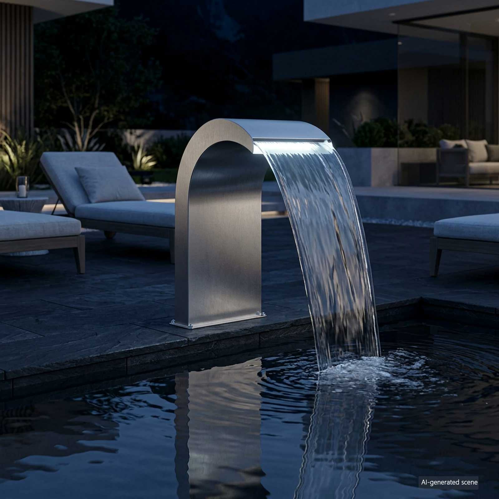Pool Waterval met LED Roestvrij staal 304 45 x 30 x 65 cm image 3