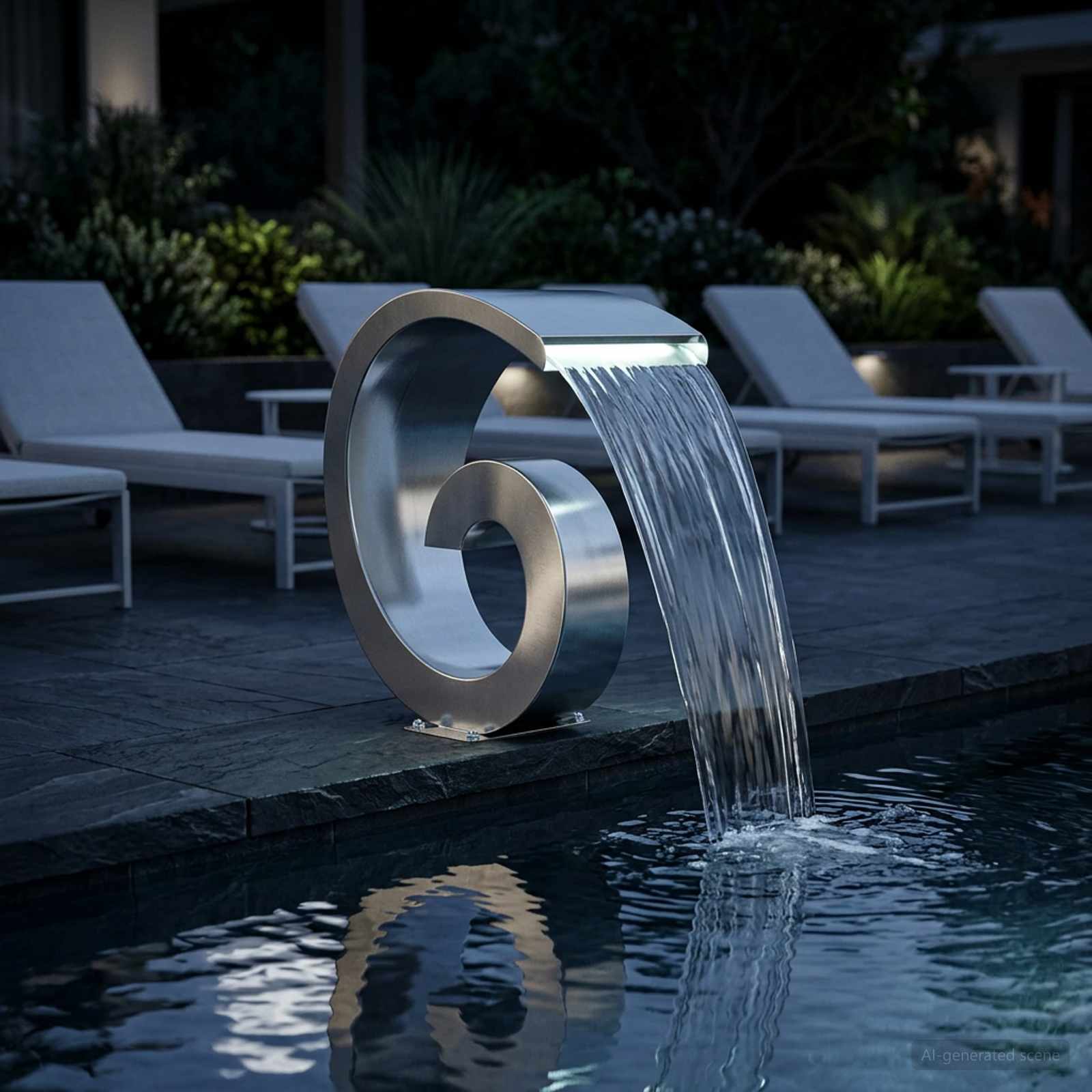 Zwembadwaterval met LED Roestvrij staal 304 50 x 30 x 53 cm image 3