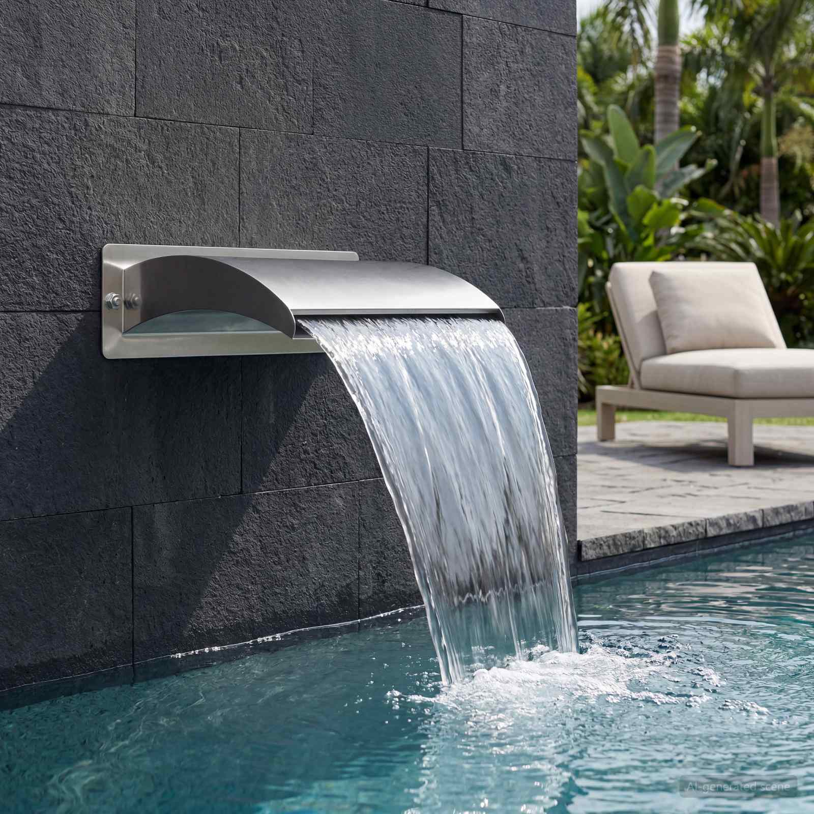Zwembadwaterval met led Roestvrij staal 304 51 x 26 x 13 cm image 1