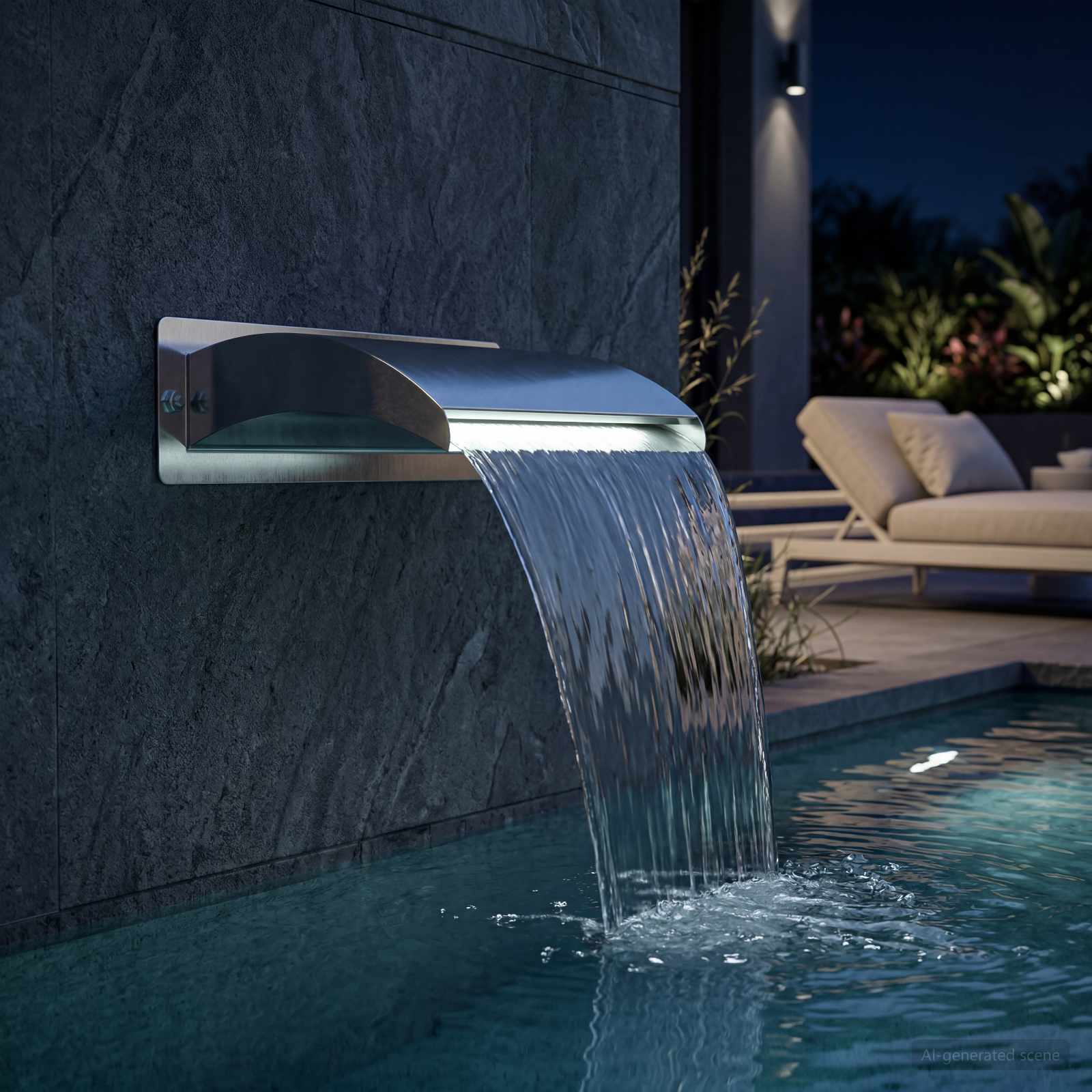 Zwembadwaterval met led Roestvrij staal 304 51 x 26 x 13 cm image 3