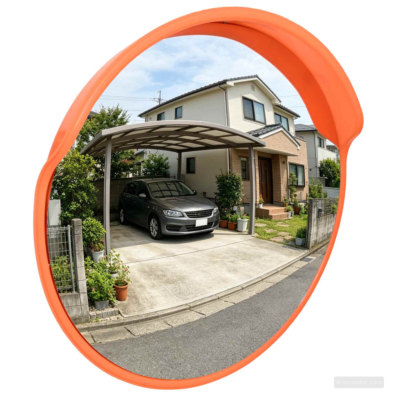 Outdoor konvexer Verkehrsspiegel Orange Ø75 cm Polycarbonat