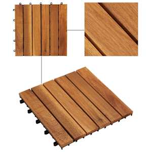Dlažba na terasu 20 pcs Hnědá 30 x 30 cm Akáciové dřevo - obrázek 7