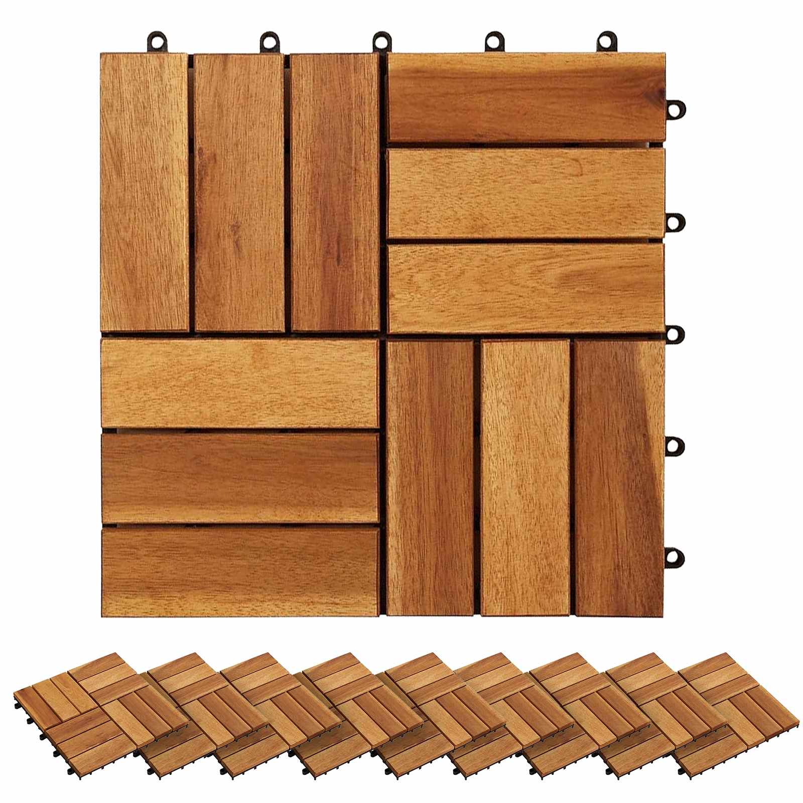 Laudat 20 pcs Ruskea 30 x 30 cm Akasiapuu - Image 2