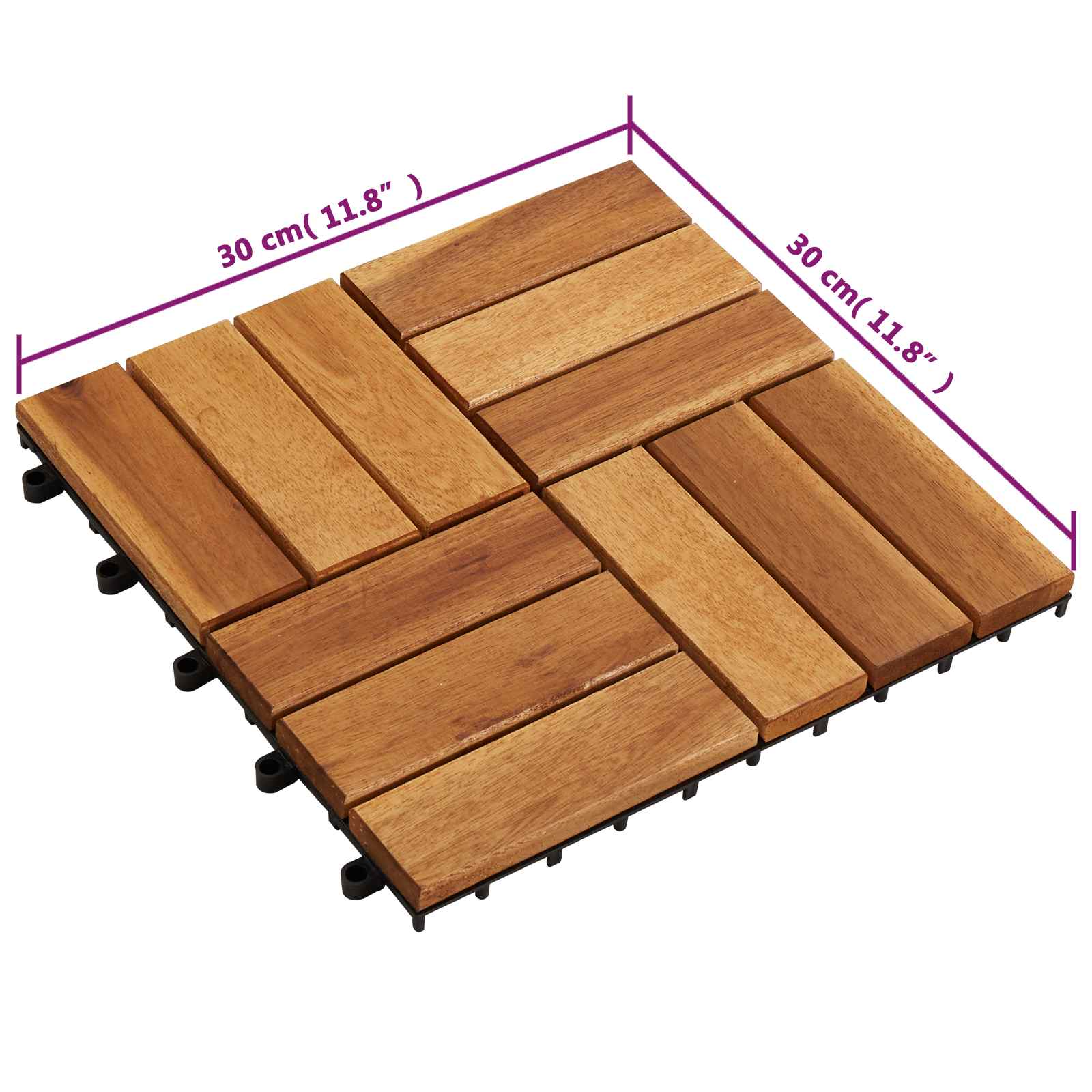 Laudat 20 pcs Ruskea 30 x 30 cm Akasiapuu - Image 8