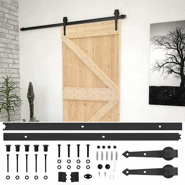 vidaXL Libisev uks 100 x 210 cm Toekas m&auml;nnipuit Naturaalne ja must