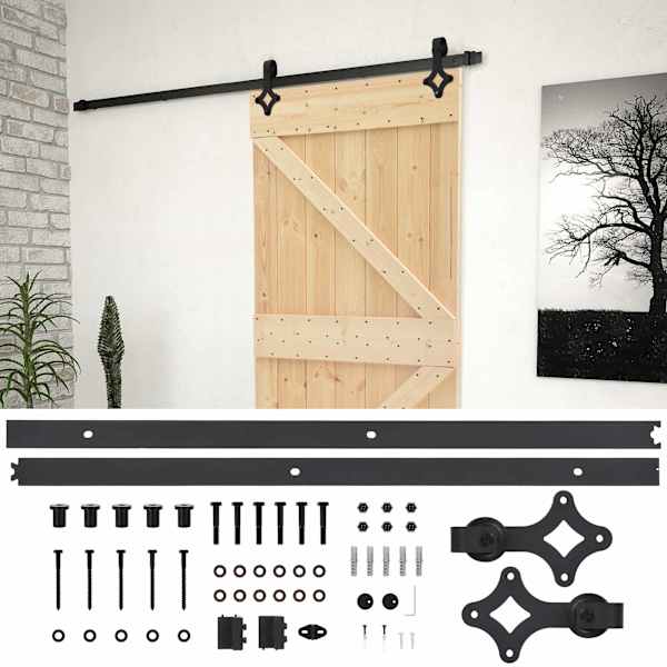 vidaXL Libisev uks 100 x 210 cm Toekas m&auml;nnipuit Naturaalne ja must