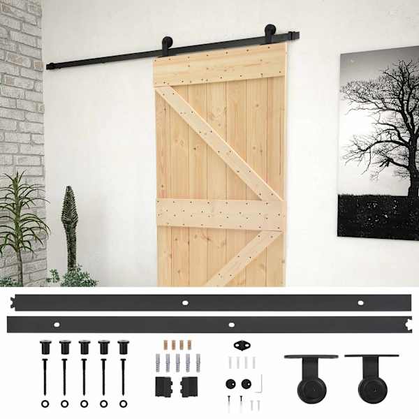 vidaXL Libisev uks 100 x 210 cm Toekas m&auml;nnipuit Naturaalne ja must