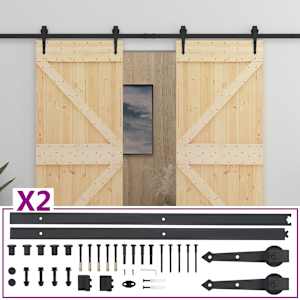 Posuvné dveře 2 pcs 80 x 210 cm Masivní borovicové dřevo - obrázek 3