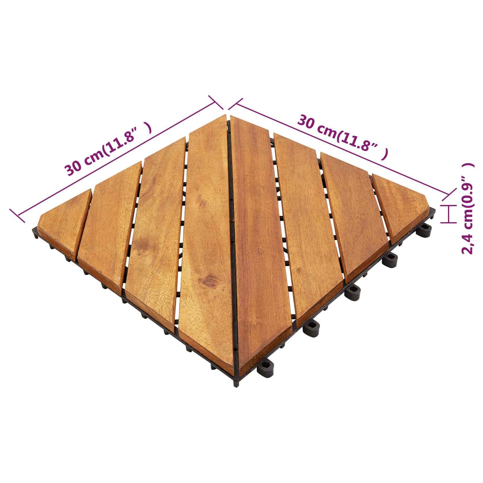 Laudat 20 pcs Ruskea 30 x 30 cm Akasiapuu - Image 7