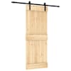 vidaXL Libisev uks Naturaalne ja must 80 x 210 cm Tahke m&auml;nnipuit