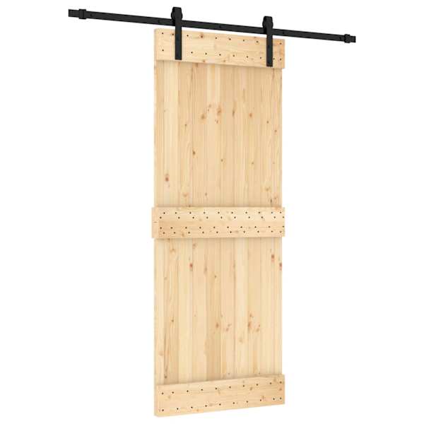 vidaXL Libisev uks Naturaalne ja must 80 x 210 cm Tahke m&auml;nnipuit