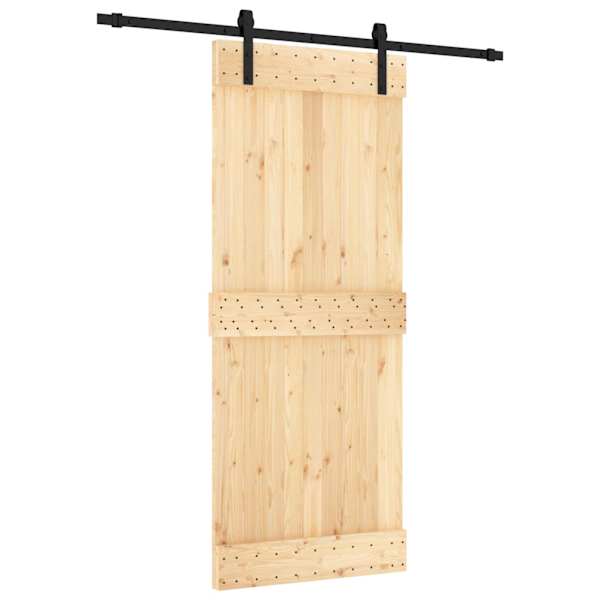 vidaXL Libisev uks Naturaalne ja must 85 x 210 cm Tahke m&auml;nnipuit