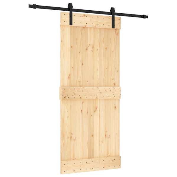 vidaXL Libisev uks Naturaalne ja must 90 x 210 cm Tahke m&auml;nnipuit