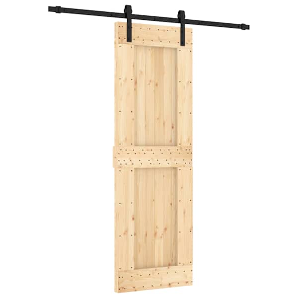 vidaXL Libisev uks Naturaalne ja must 70 x 210 cm Tahke m&auml;nnipuit