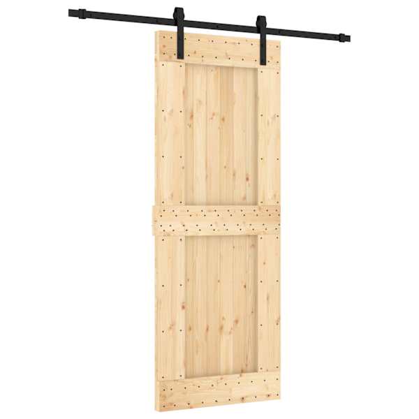 vidaXL Libisev uks Naturaalne ja must 80 x 210 cm Tahke m&auml;nnipuit