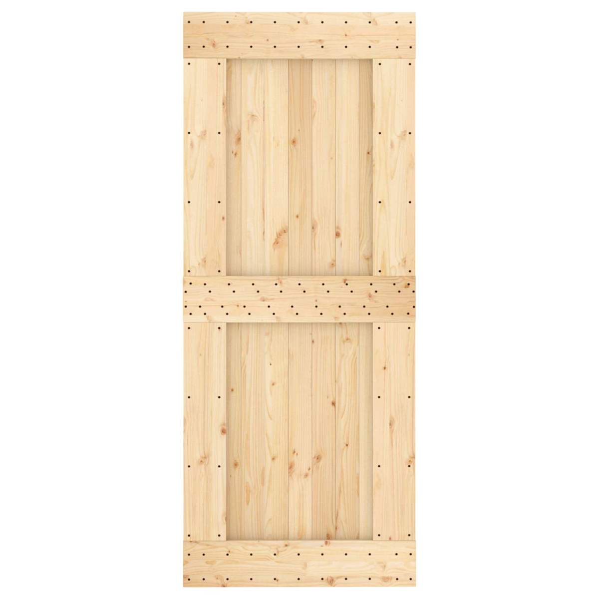 Skydedør Naturfarvet og sort 85 x 210 cm Massivt Fyrretræ - Billede 4
