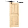 vidaXL Libisev uks Naturaalne ja must 90 x 210 cm Tahke m&auml;nnipuit