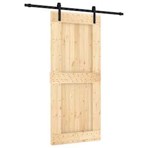 vidaXL Libisev uks Naturaalne ja must 90 x 210 cm Tahke m&auml;nnipuit
