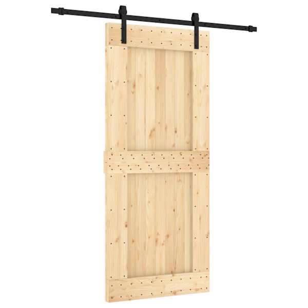vidaXL Libisev uks Naturaalne ja must 90 x 210 cm Tahke m&auml;nnipuit