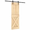 vidaXL Libisev uks Naturaalne ja must 70 x 210 cm Tahke m&auml;nnipuit