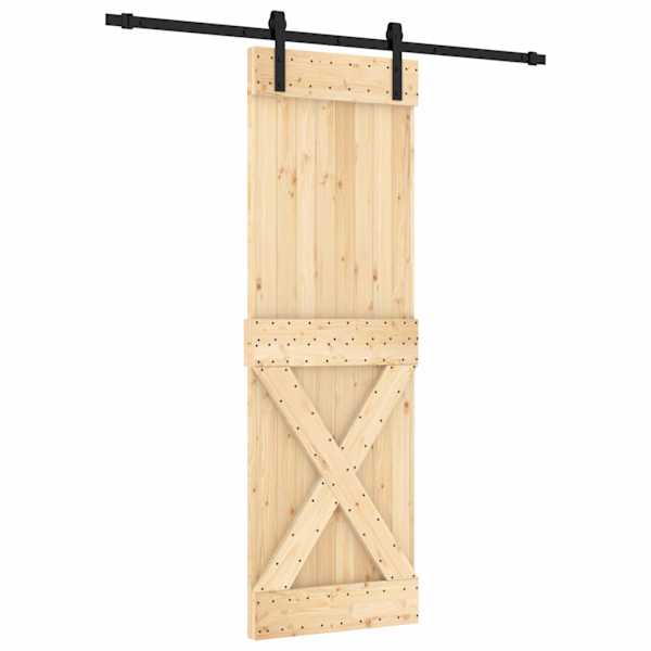 vidaXL Libisev uks Naturaalne ja must 70 x 210 cm Tahke m&auml;nnipuit