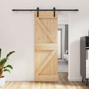 Drsna vrata Naravna in črna 70 x 210 cm Masiven borov les