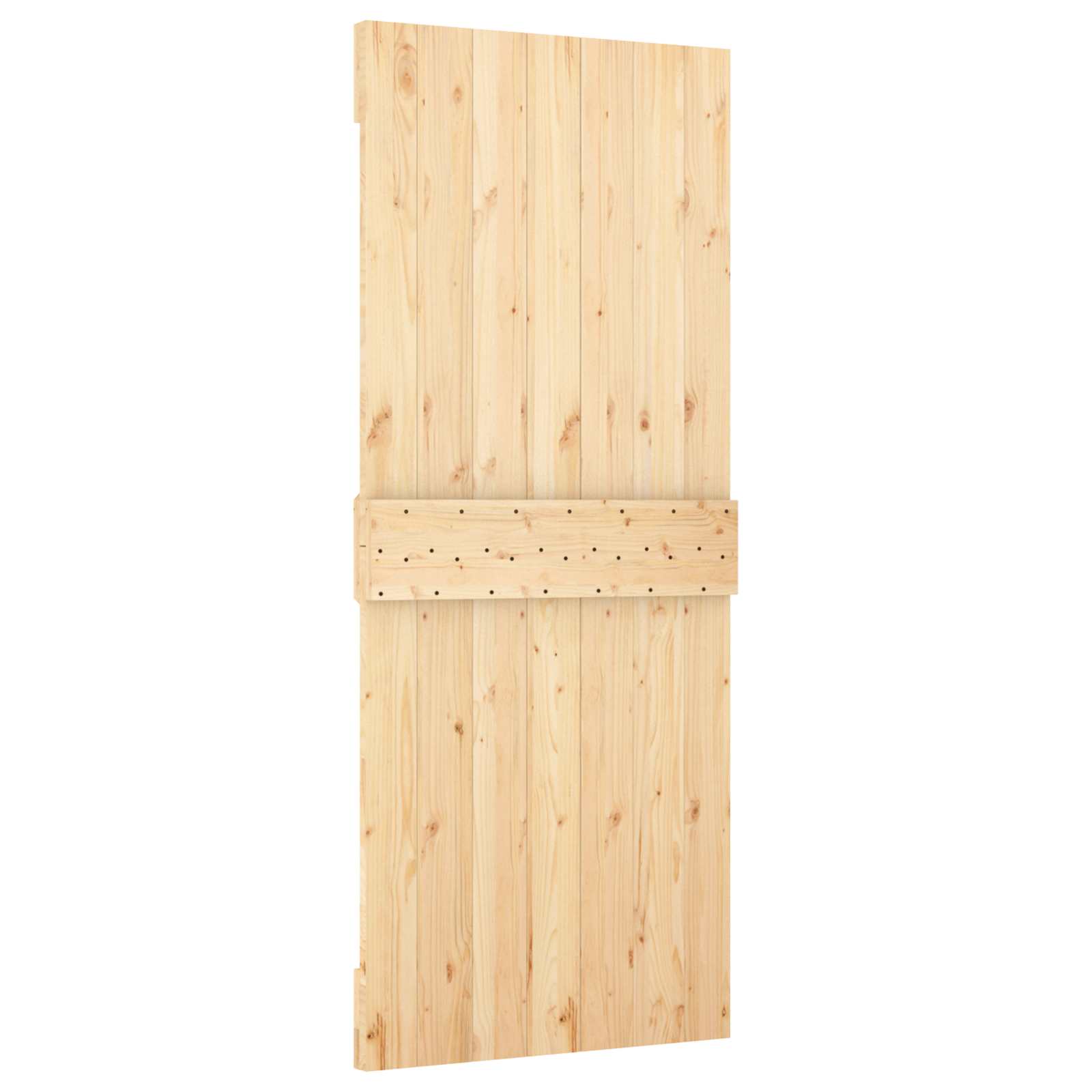 Schuifdeur Naturel en Zwart 85 x 210 cm Massief Grenenhout image 5