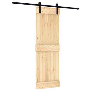 vidaXL Libisev uks Naturaalne ja must 70 x 210 cm Tahke m&auml;nnipuit