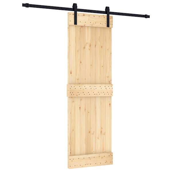 vidaXL Libisev uks Naturaalne ja must 70 x 210 cm Tahke m&auml;nnipuit