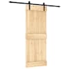 vidaXL Libisev uks Naturaalne ja must 80 x 210 cm Tahke m&auml;nnipuit