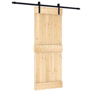 vidaXL Libisev uks Naturaalne ja must 80 x 210 cm Tahke m&auml;nnipuit