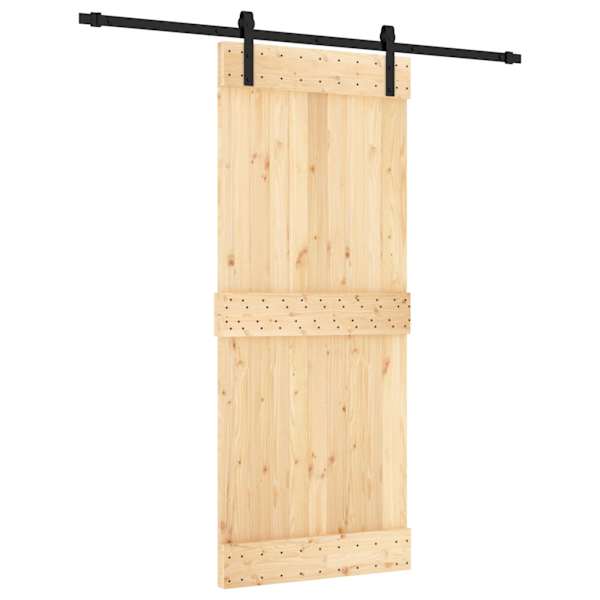 vidaXL Libisev uks Naturaalne ja must 85 x 210 cm Tahke m&auml;nnipuit