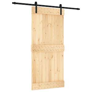 vidaXL Libisev uks Naturaalne ja must 95 x 210 cm Tahke m&auml;nnipuit
