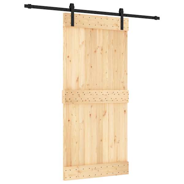 vidaXL Libisev uks Naturaalne ja must 95 x 210 cm Tahke m&auml;nnipuit