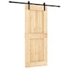 vidaXL Libisev uks Naturaalne ja must 85 x 210 cm Tahke m&auml;nnipuit