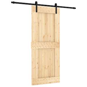 vidaXL Libisev uks Naturaalne ja must 85 x 210 cm Tahke m&auml;nnipuit