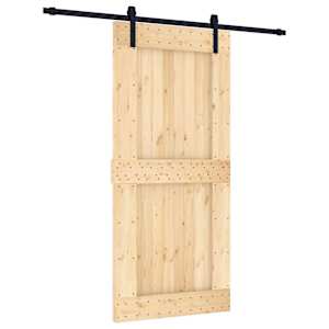 vidaXL Libisev uks Naturaalne ja must 95 x 210 cm Tahke m&auml;nnipuit